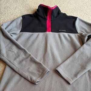 Columbia Black and Gray Fleece with Pink Accent 3/4 zip